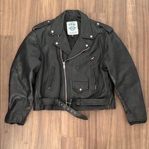 New Age Black Leather Bomber Jacket